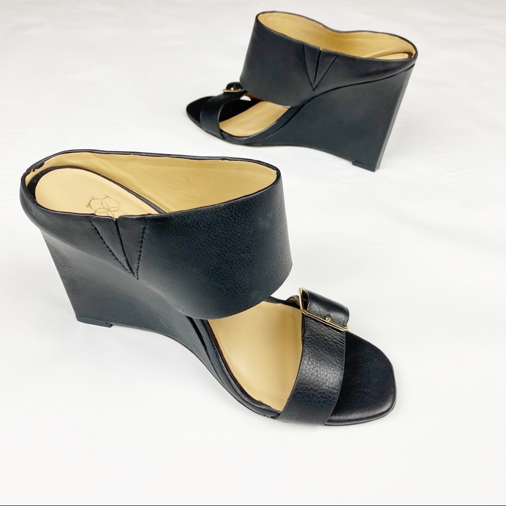 Ann Taylor Black Leather Wedges